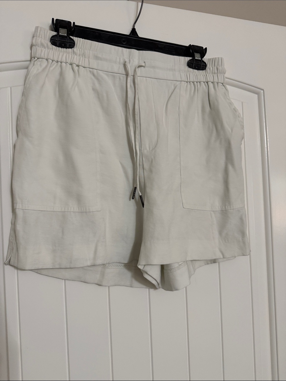 Kersh Women's High-Waist Drawstring Shorts in Off-White